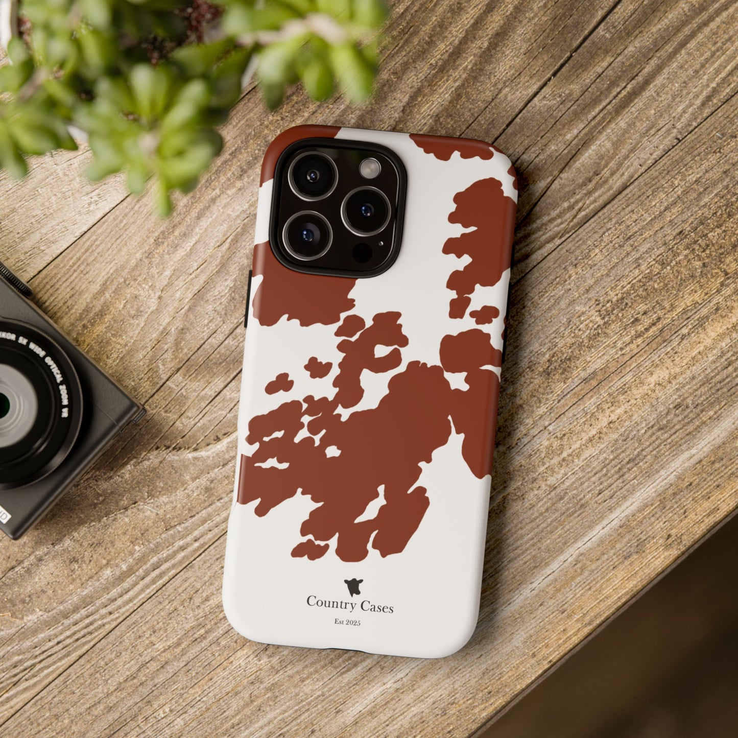 Red and white cow print case