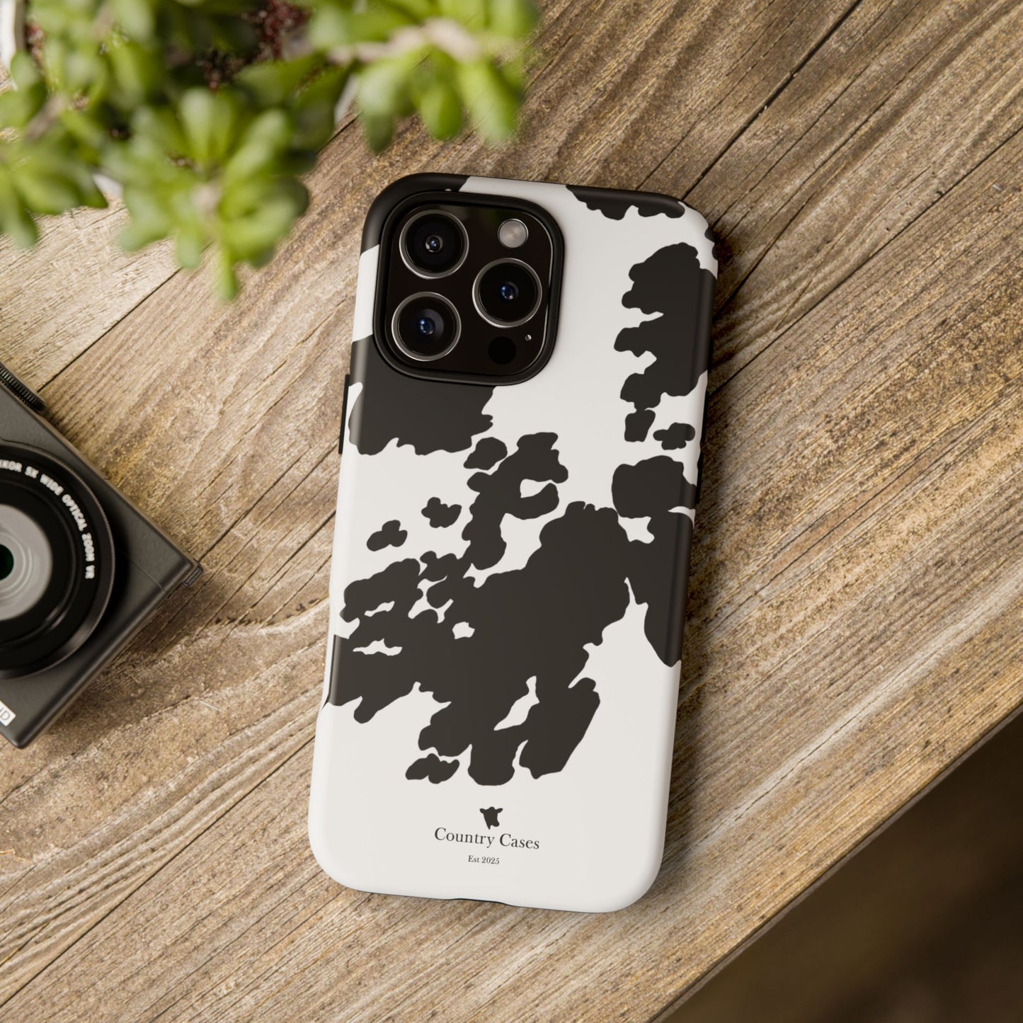 Black and white cow print case