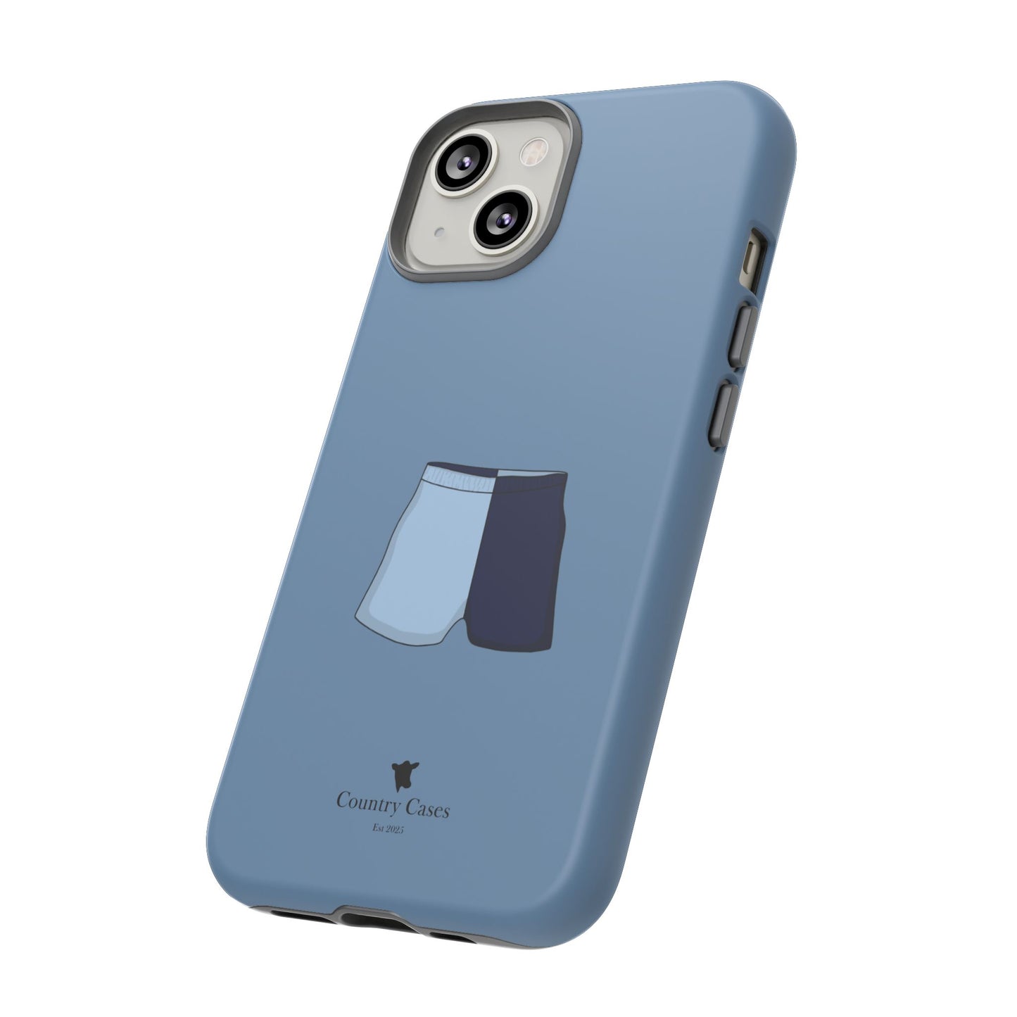 Blue two toned shorts case