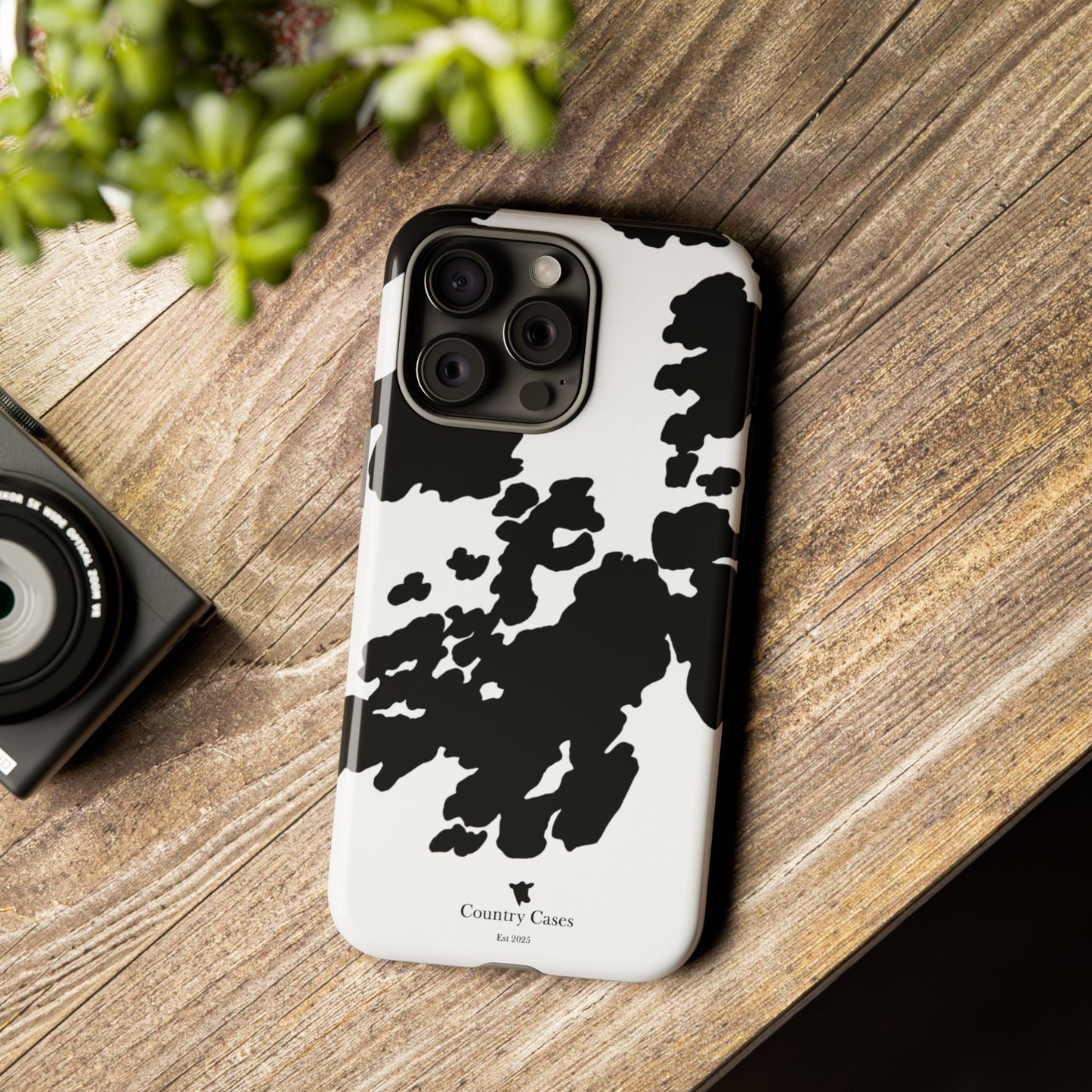 Black and white cow print case