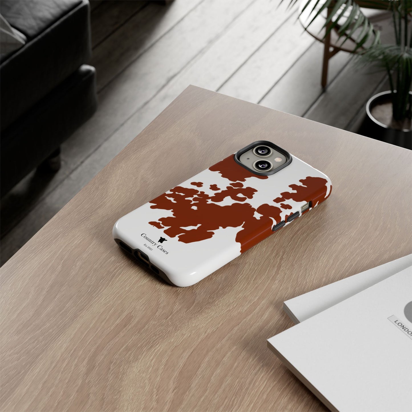 Red and white cow print case