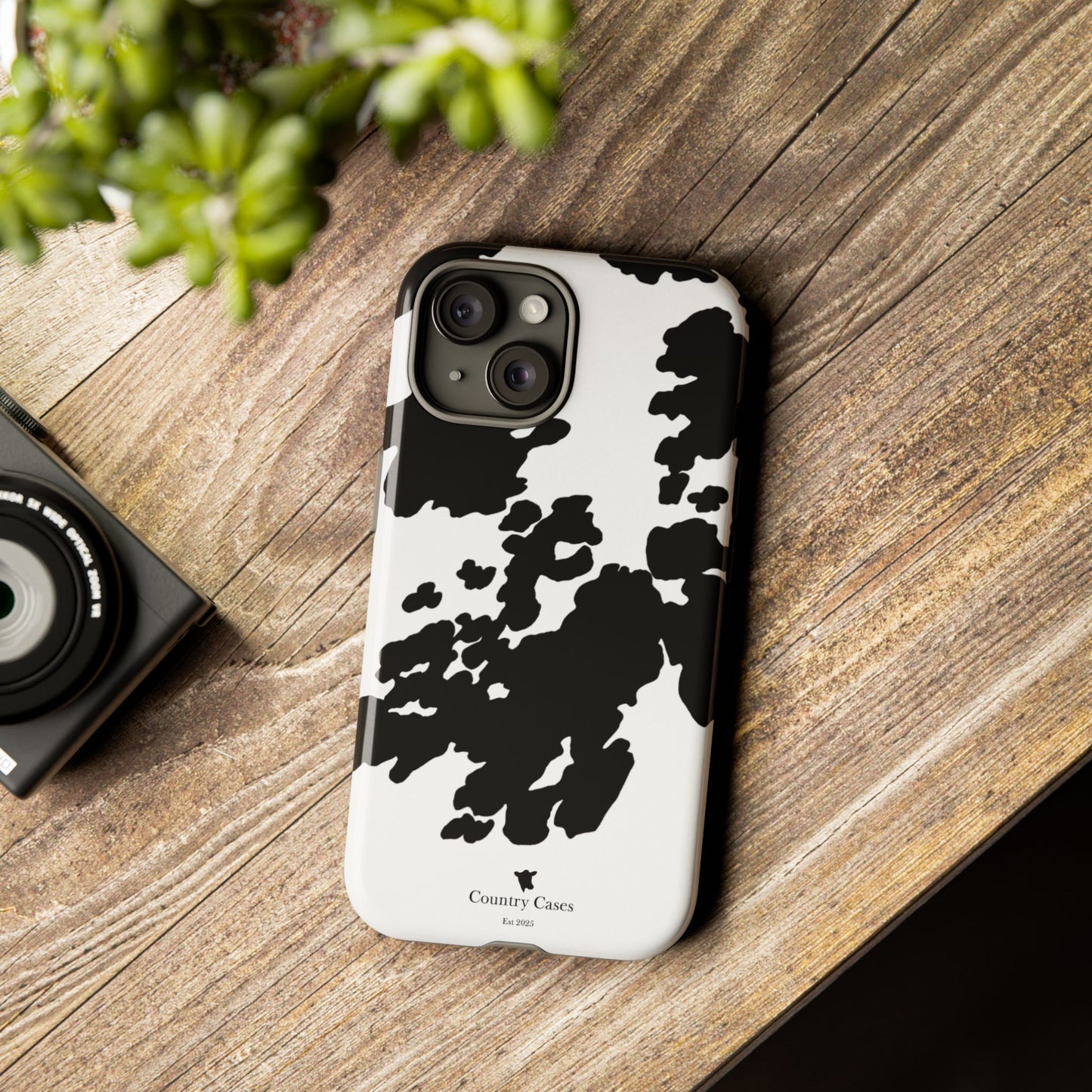 Black and white cow print case