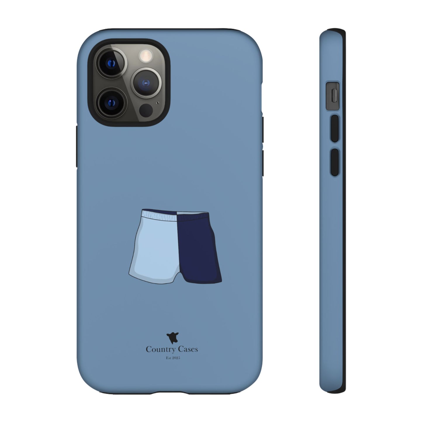 Blue two toned shorts case