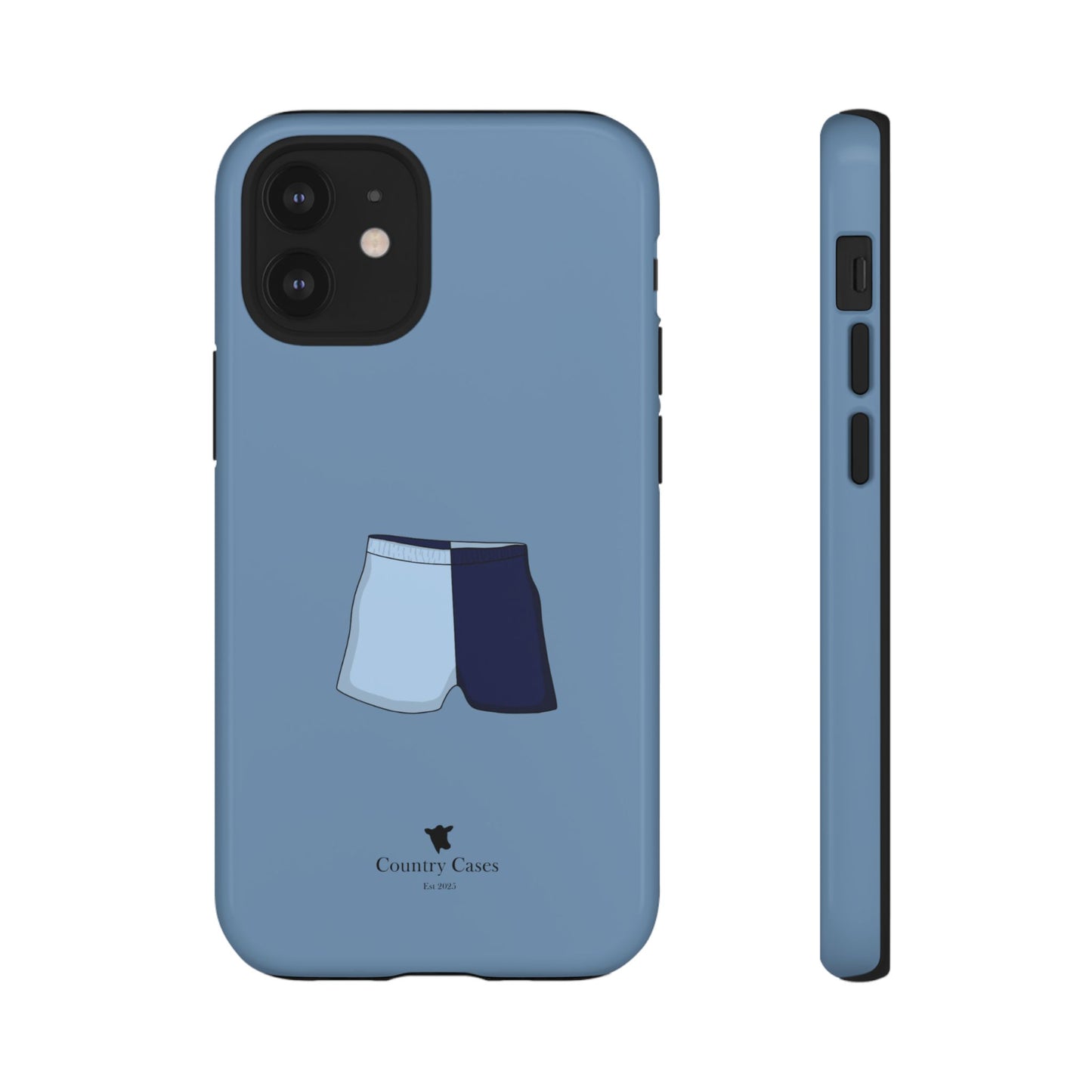 Blue two toned shorts case