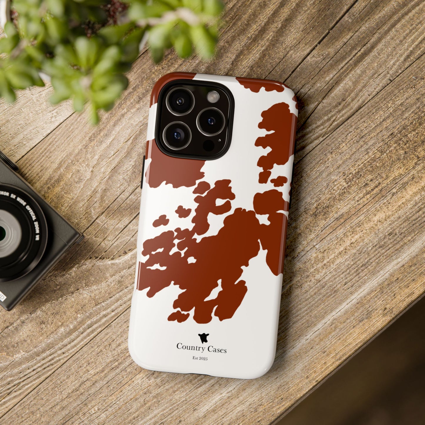 Red and white cow print case