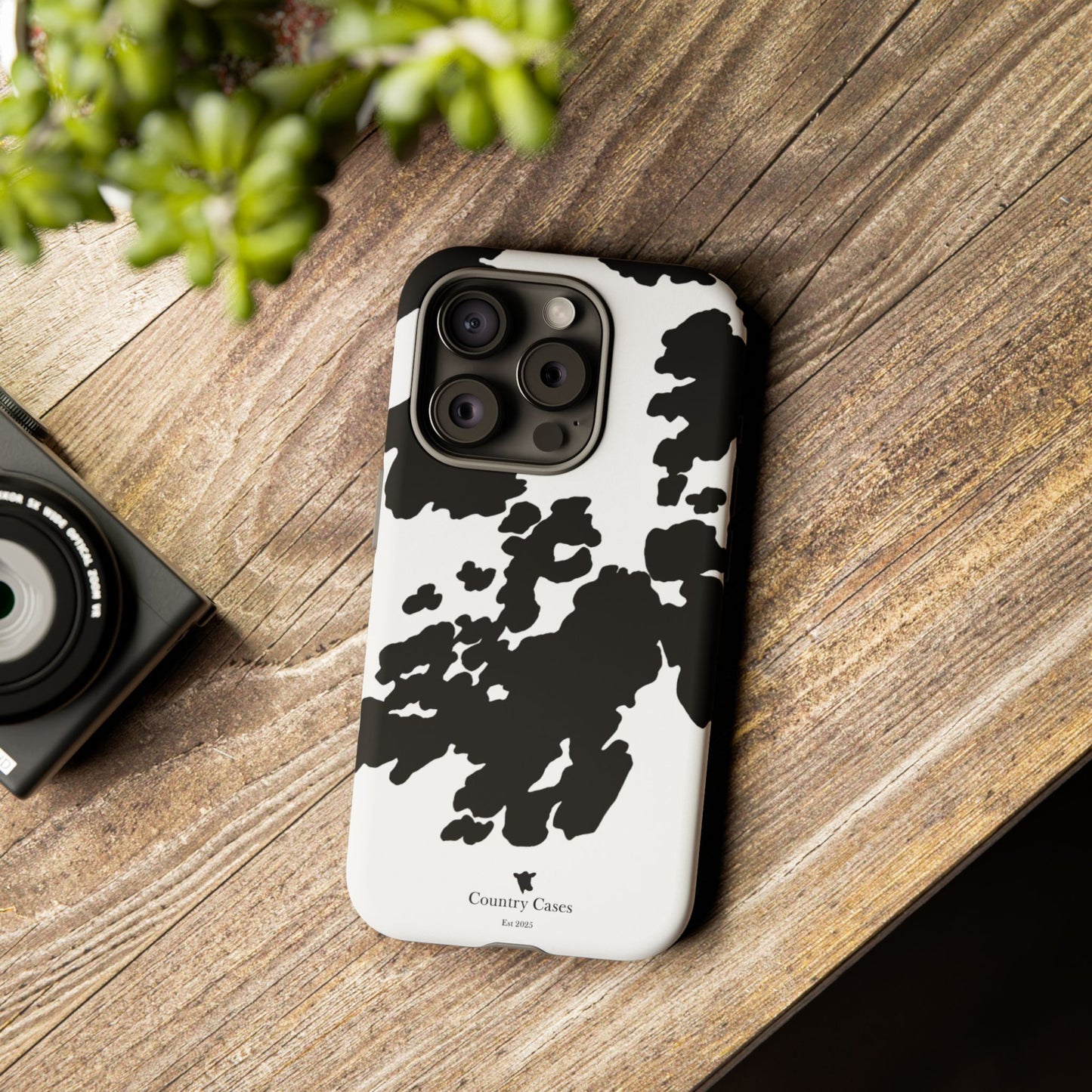 Black and white cow print case