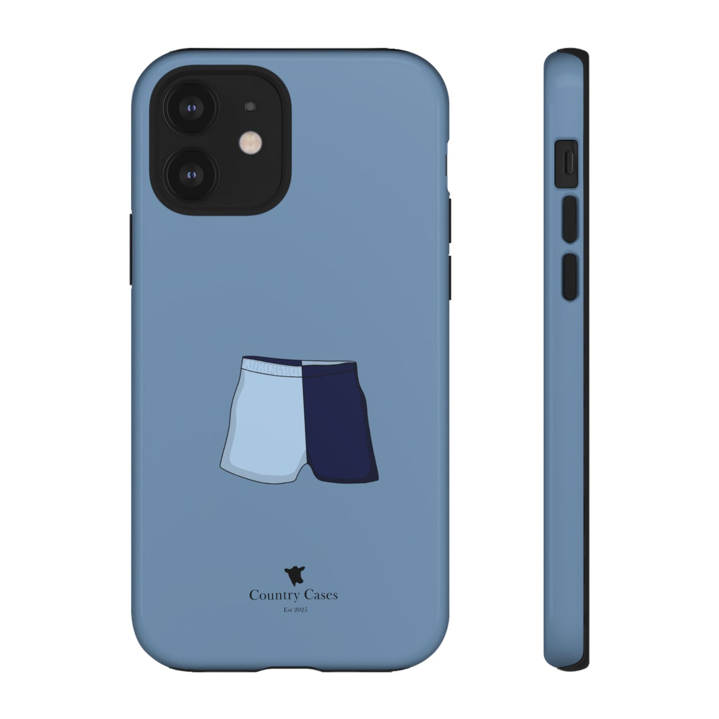 Blue two toned shorts case