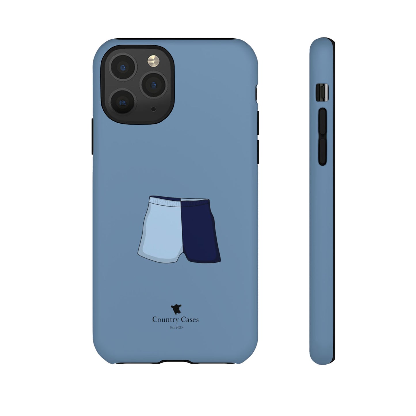 Blue two toned shorts case