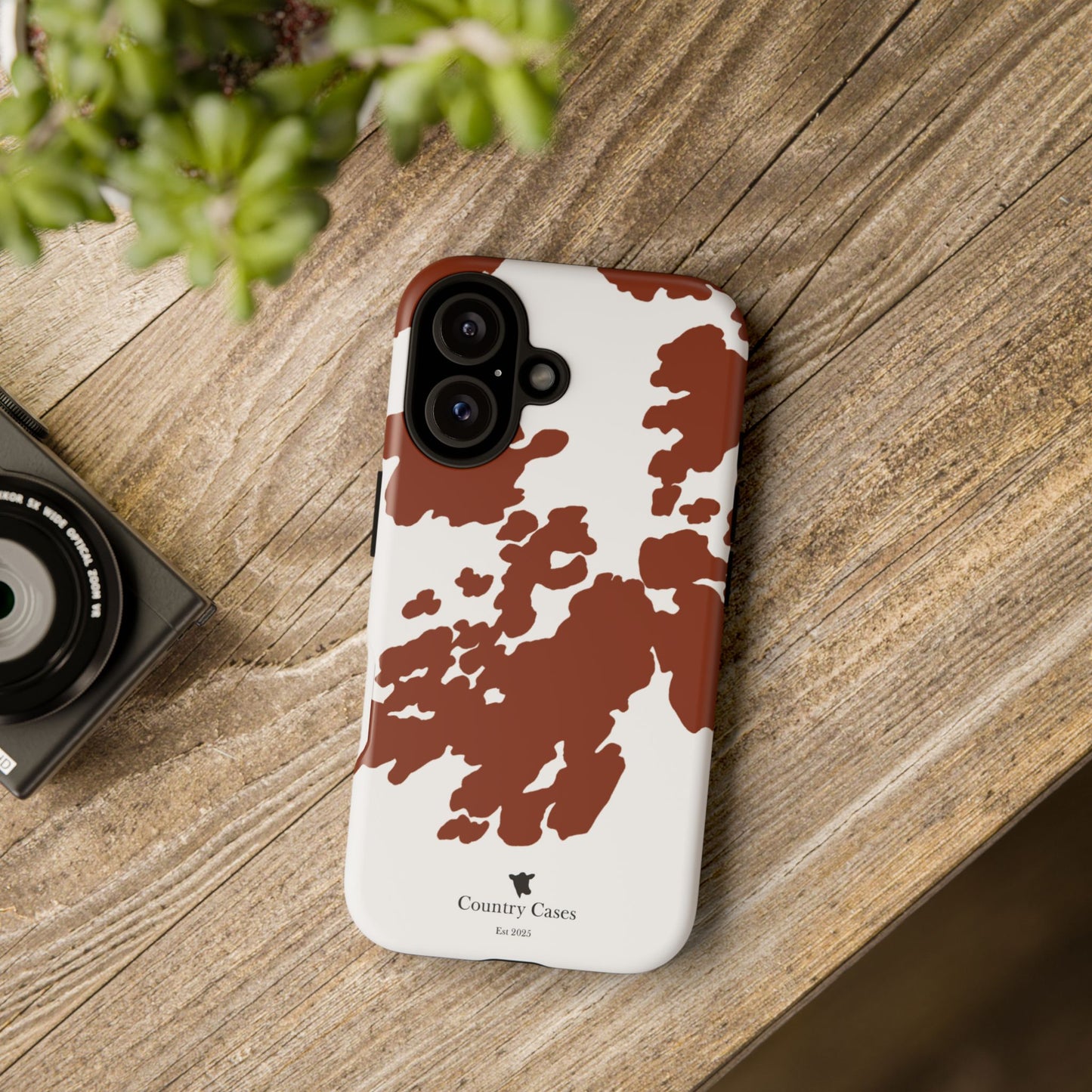 Red and white cow print case