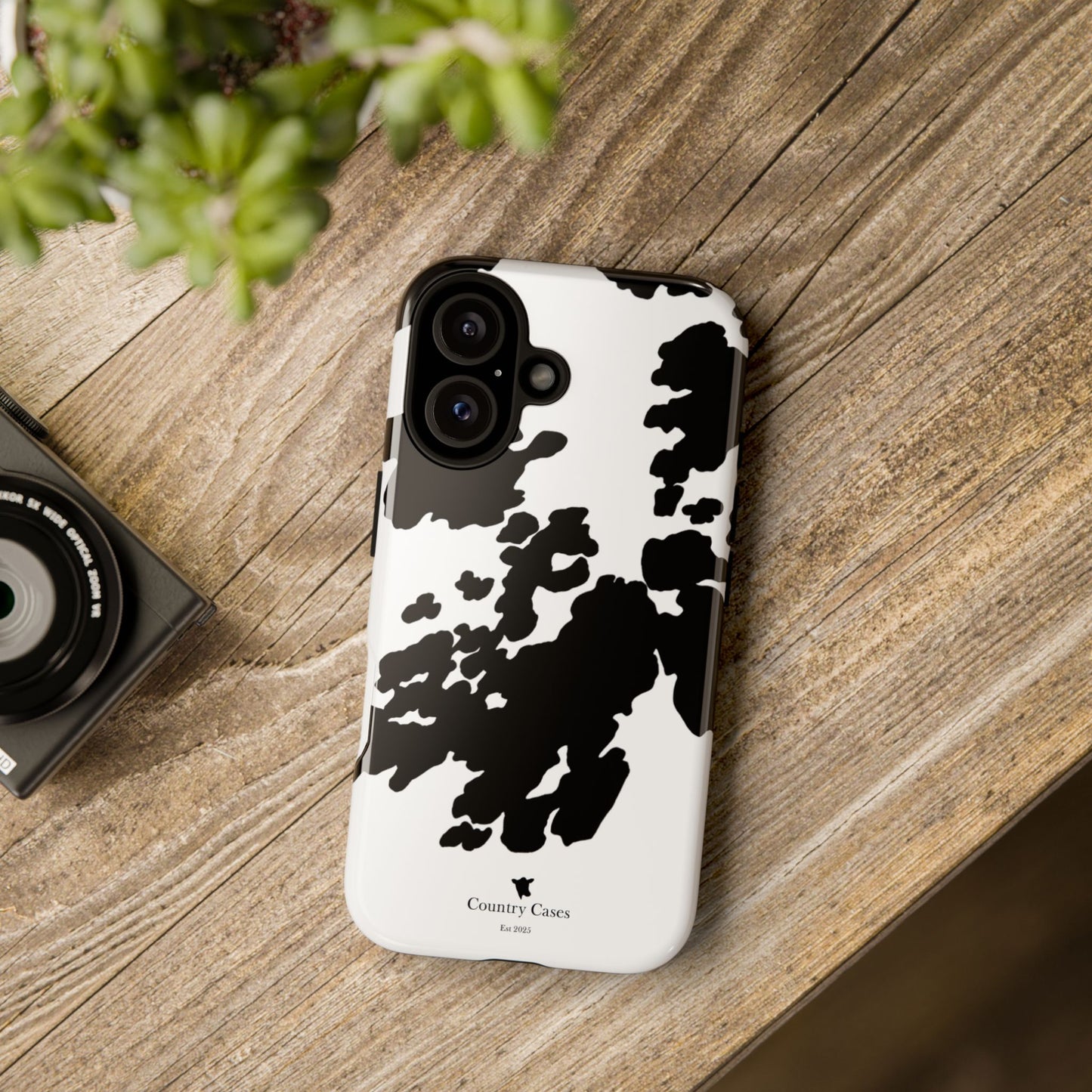 Black and white cow print case