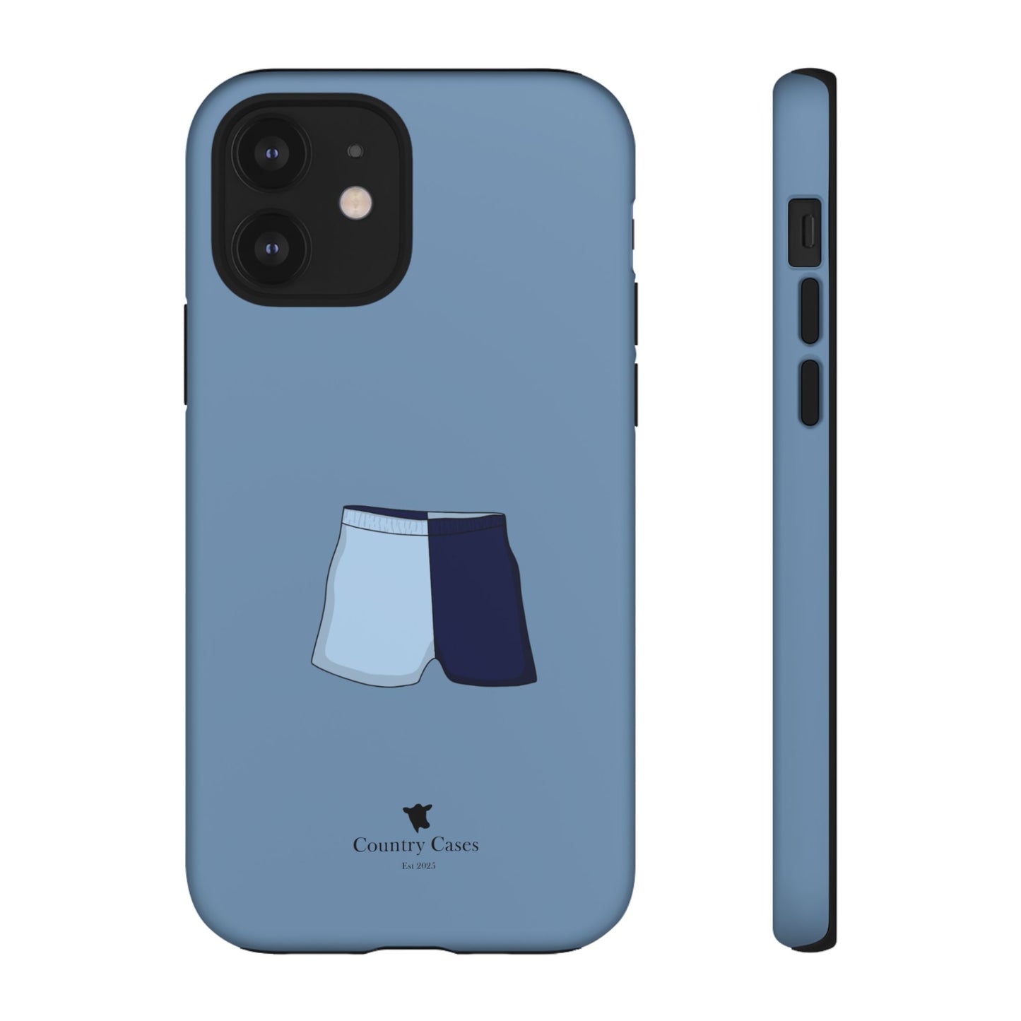 Blue two toned shorts case