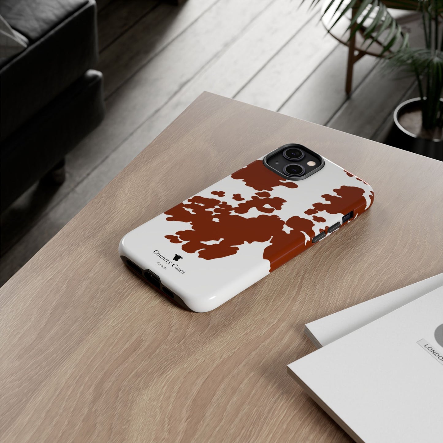 Red and white cow print case