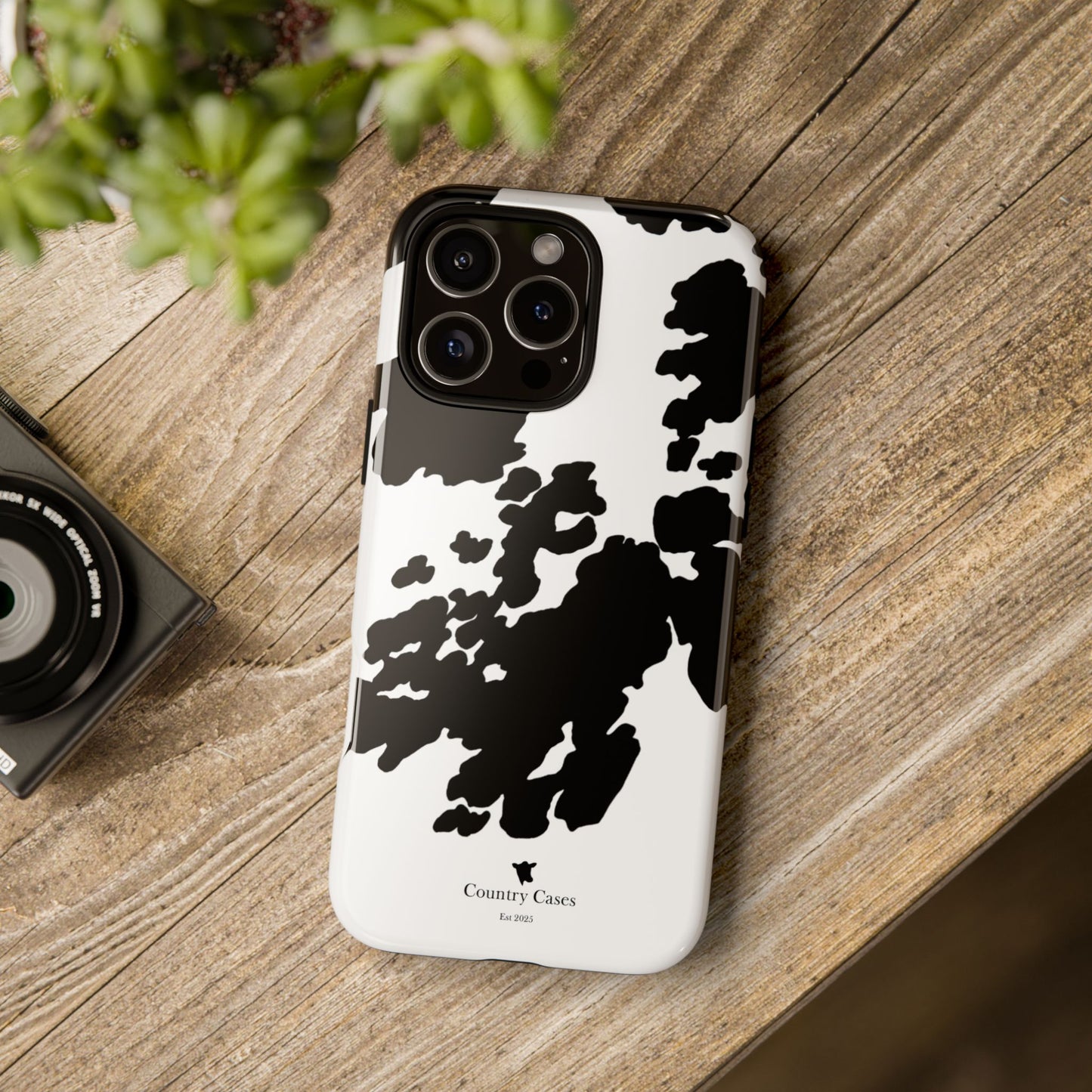 Black and white cow print case