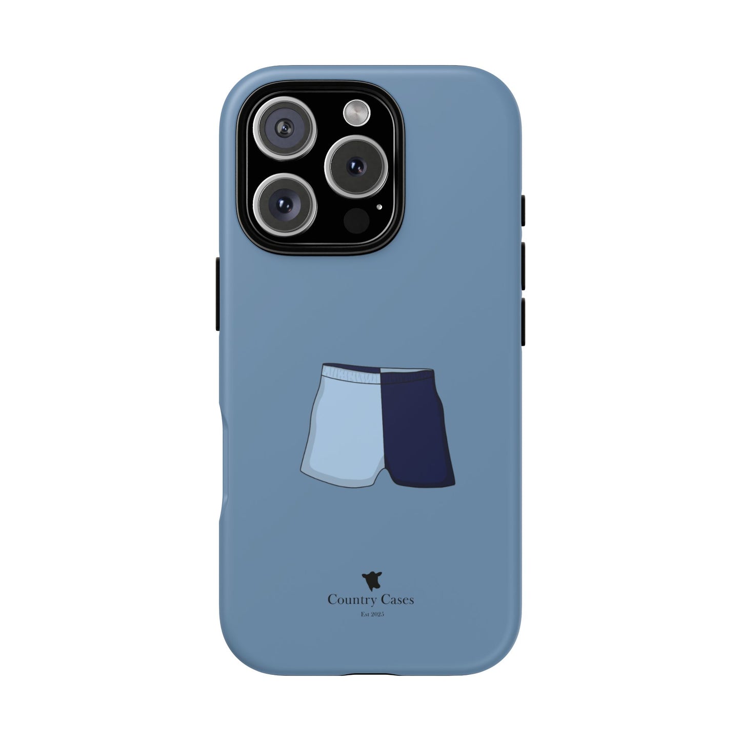 Blue two toned shorts case