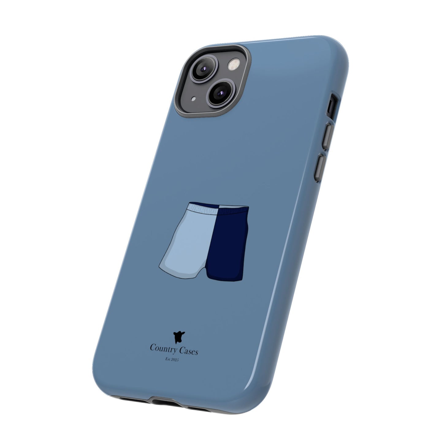 Blue two toned shorts case