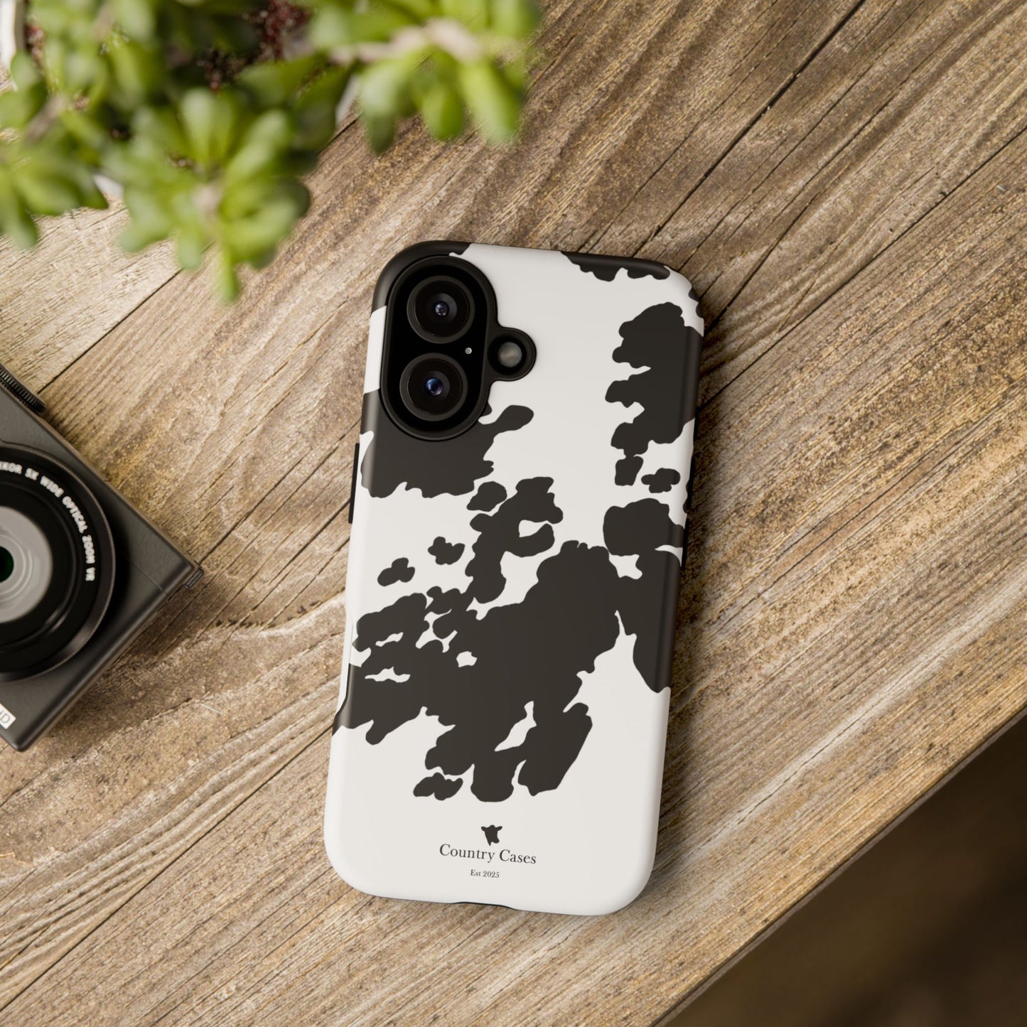 Black and white cow print case