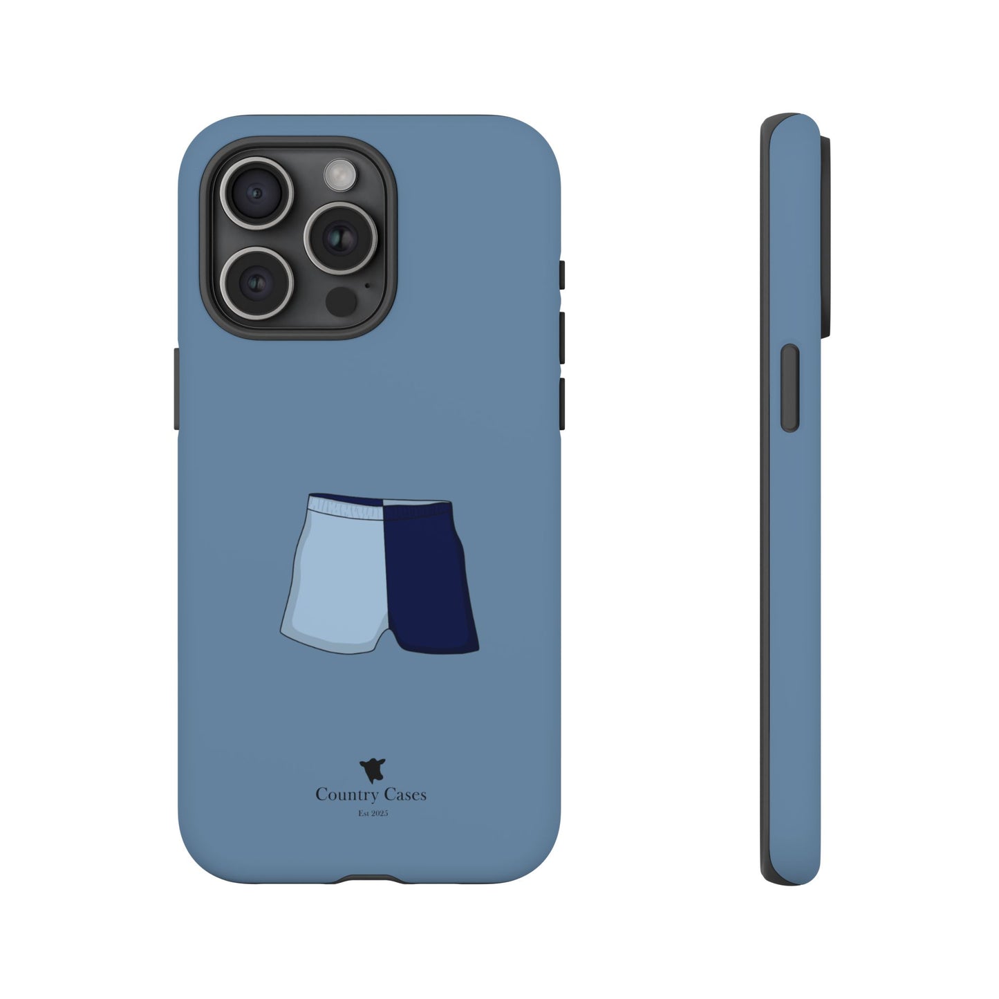 Blue two toned shorts case