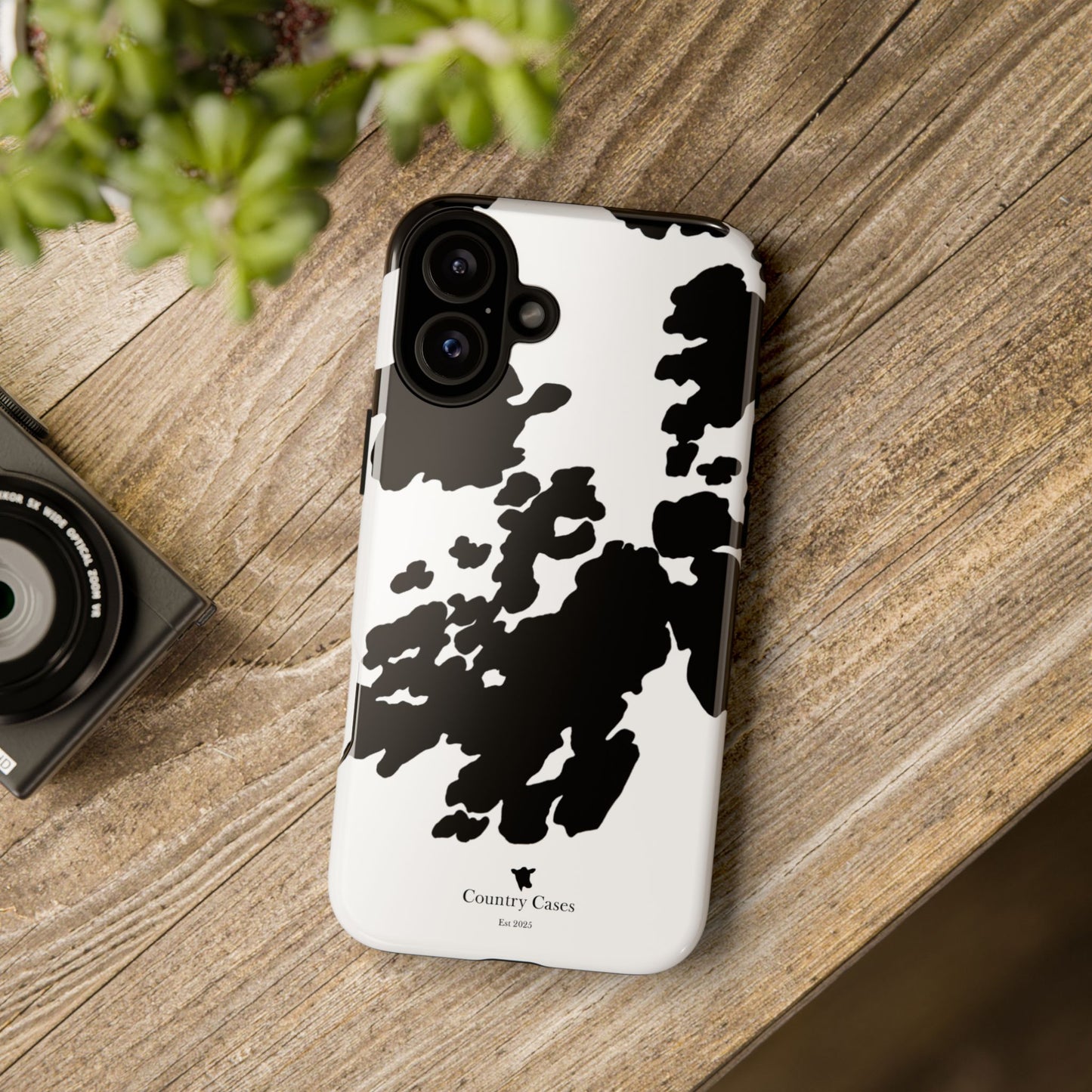 Black and white cow print case