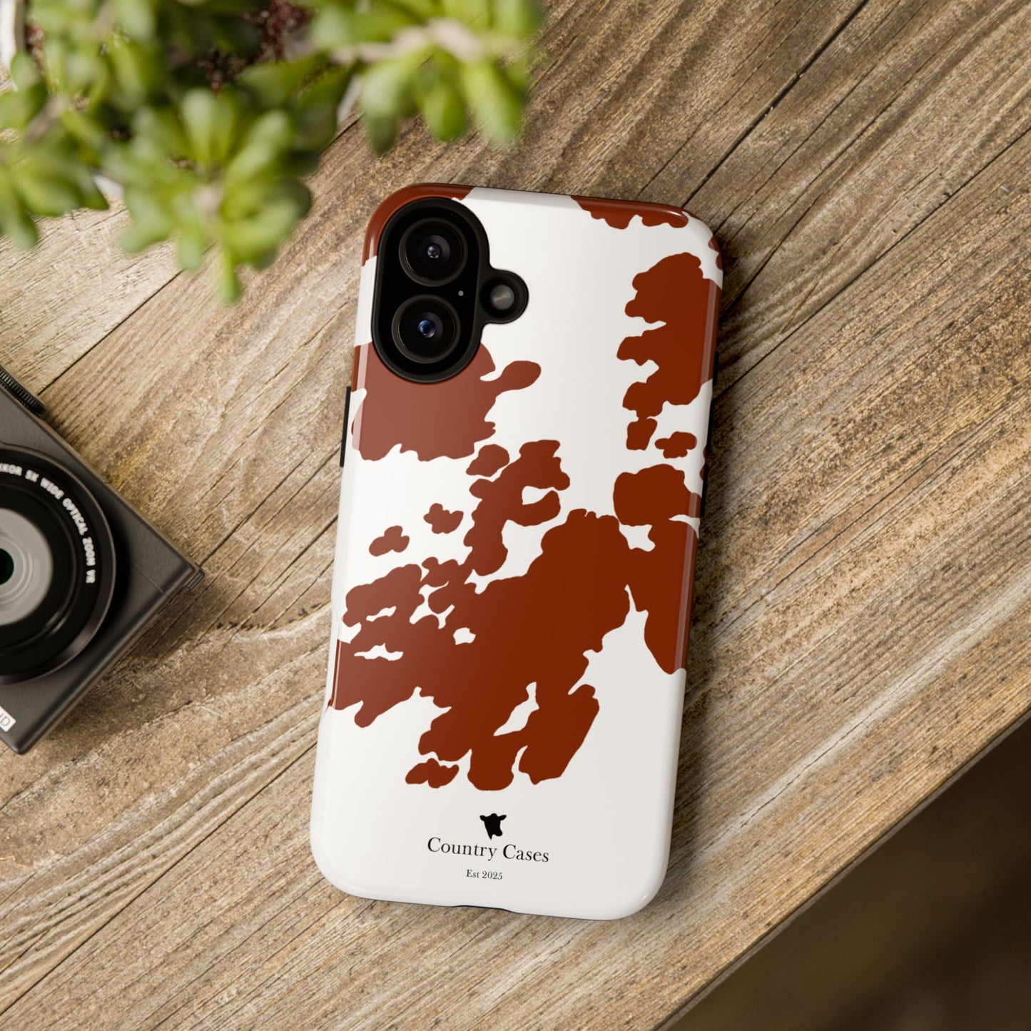 Red and white cow print case