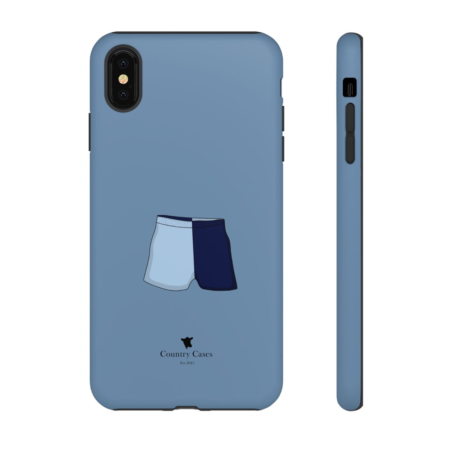 Blue two toned shorts case