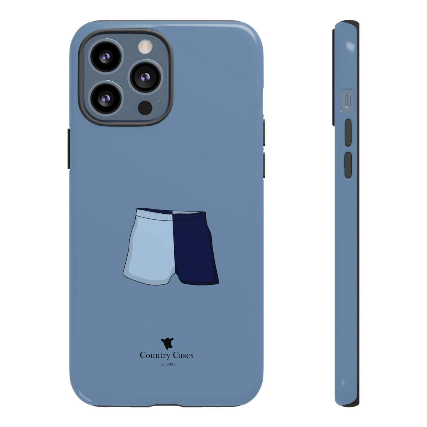 Blue two toned shorts case