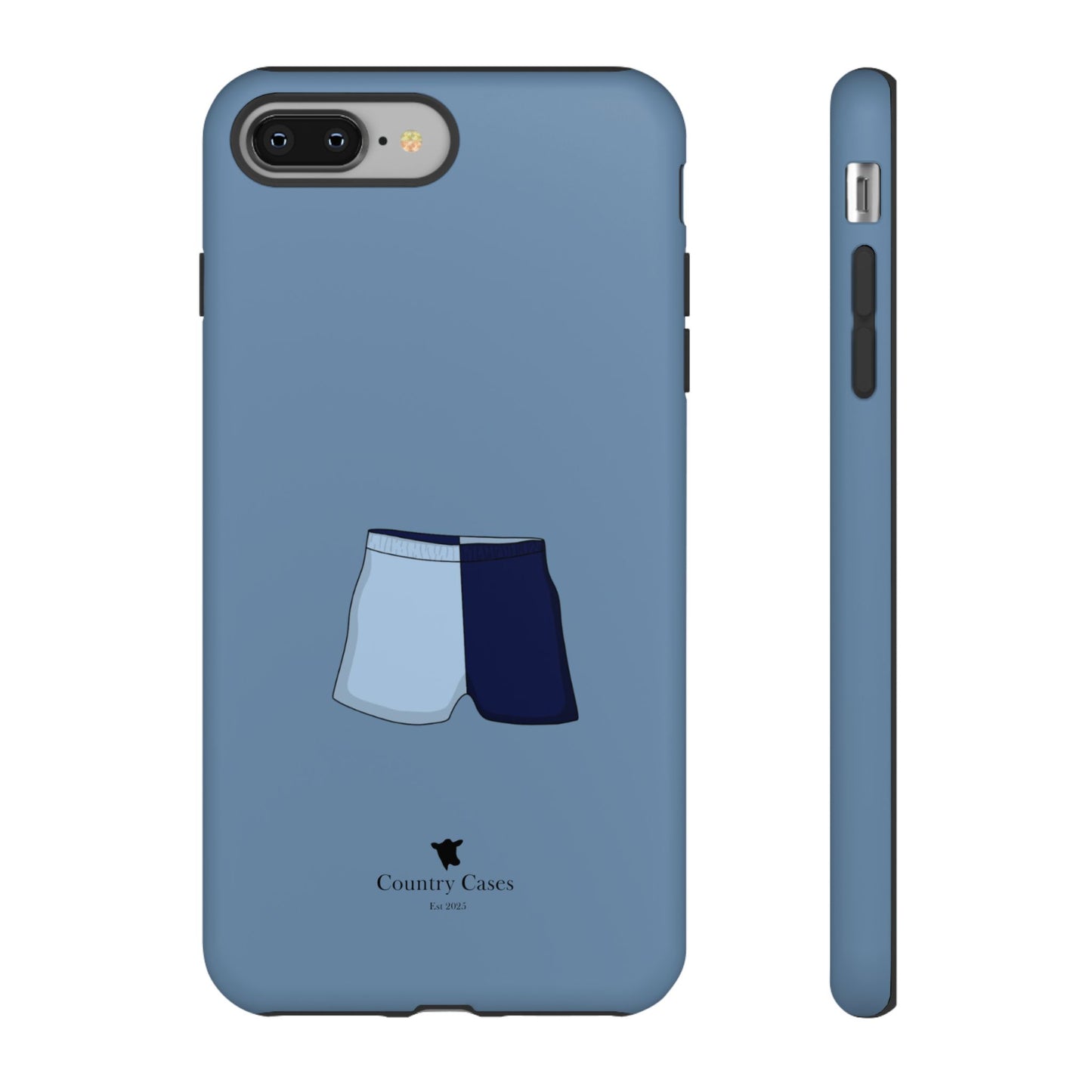 Blue two toned shorts case