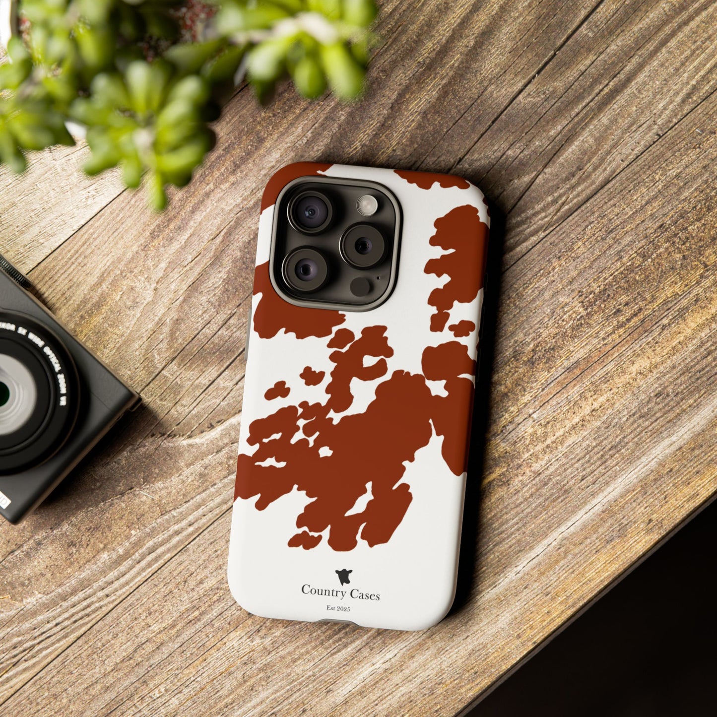 Red and white cow print case