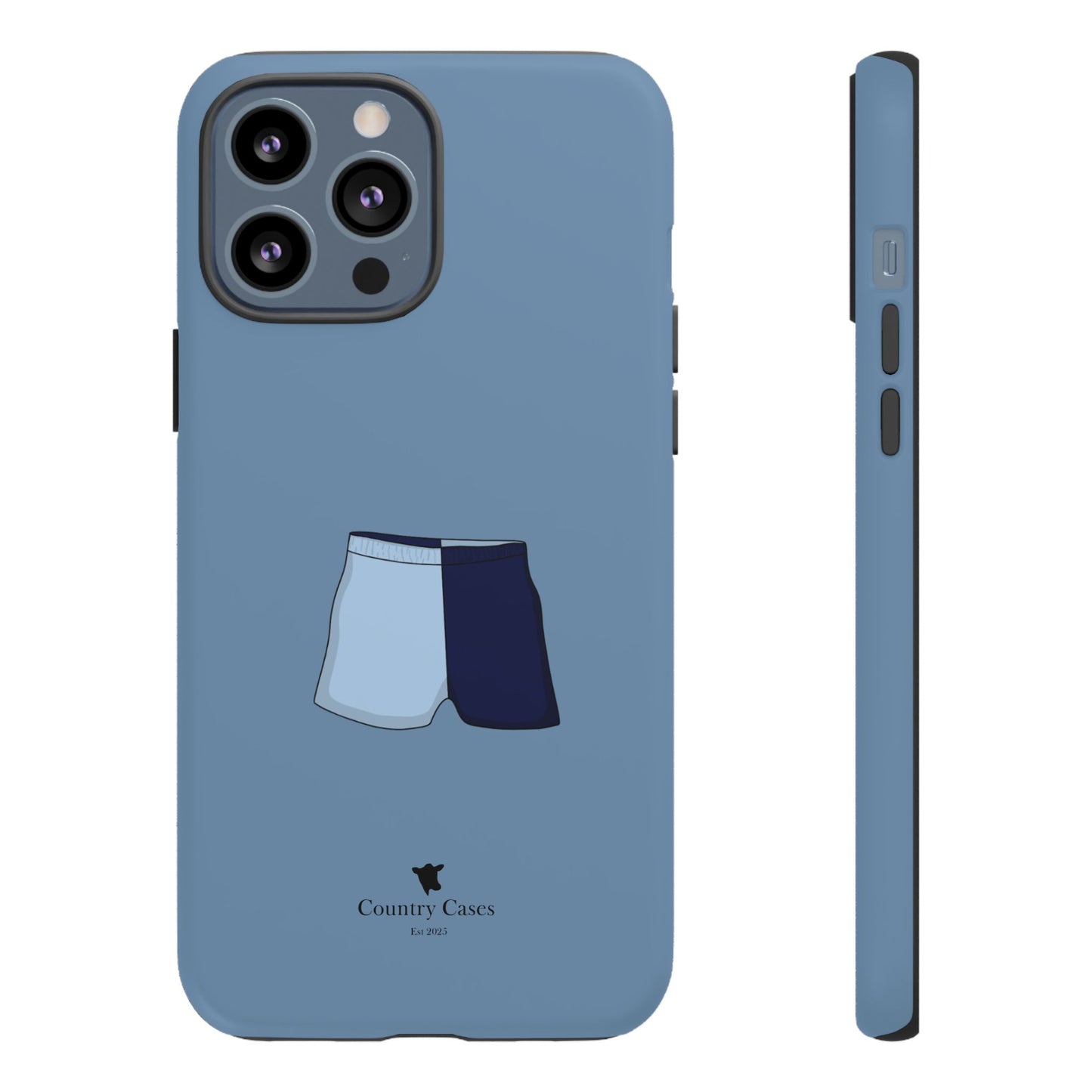 Blue two toned shorts case