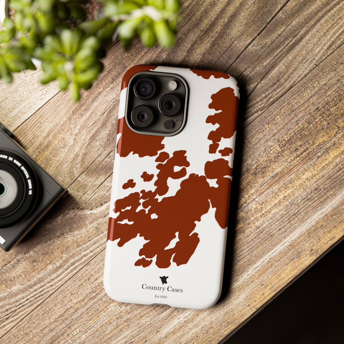 Red and white cow print case