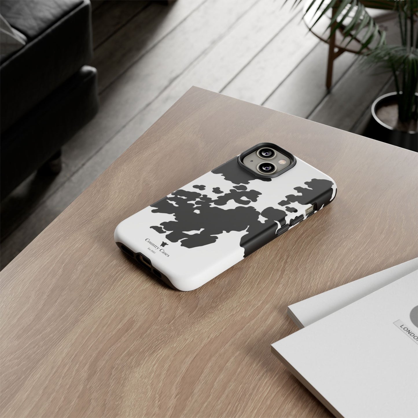 Black and white cow print case
