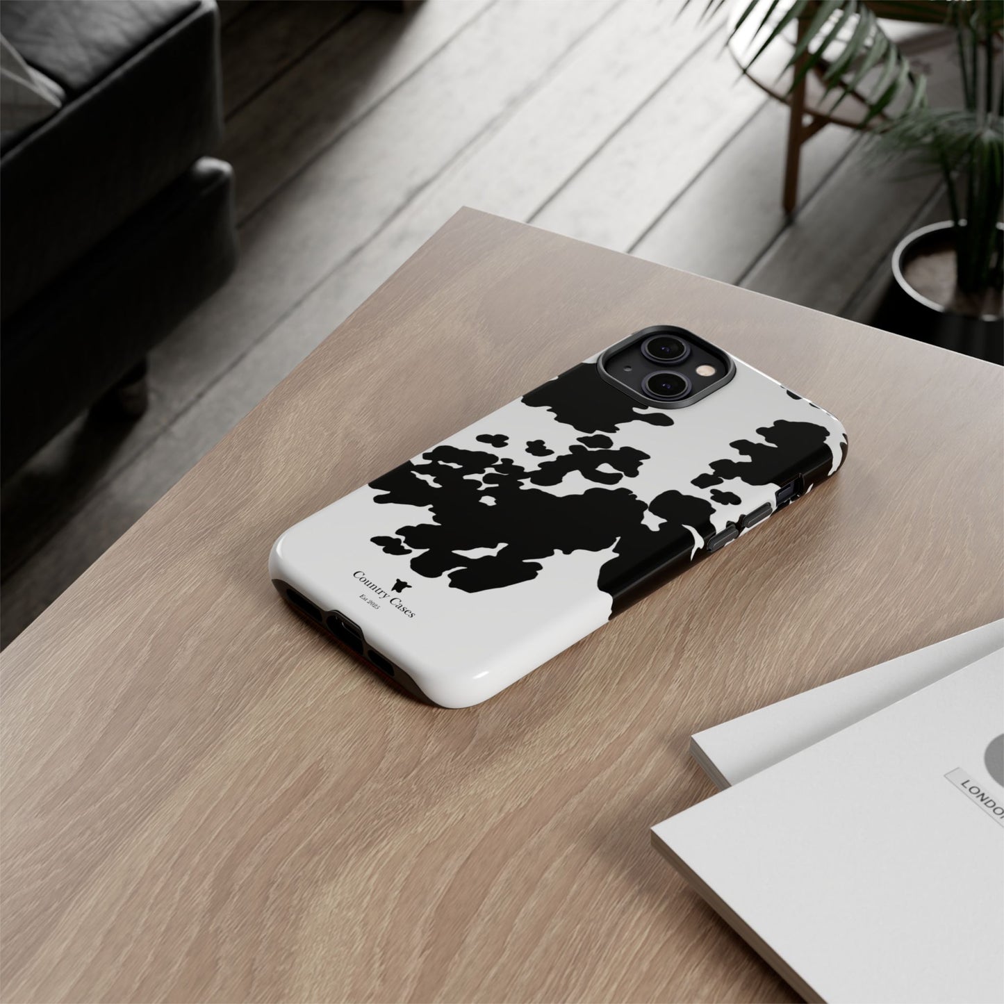 Black and white cow print case