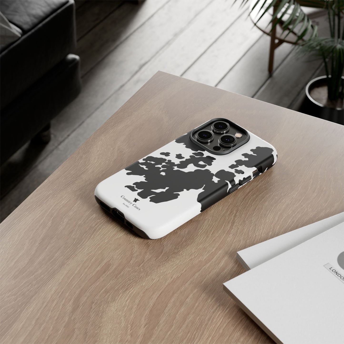 Black and white cow print case