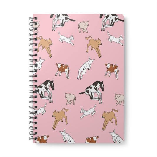 Farmyard friends pink notebook