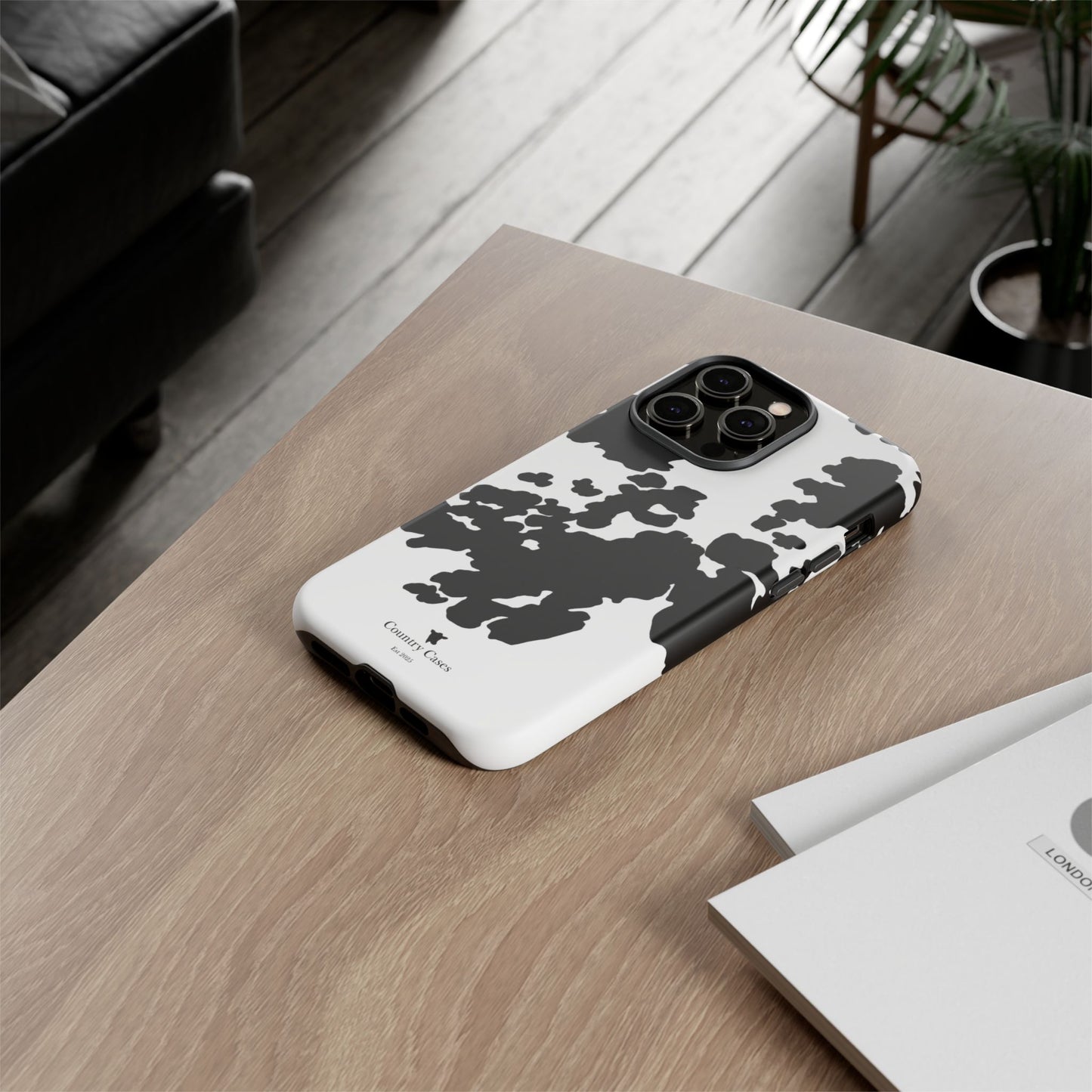 Black and white cow print case
