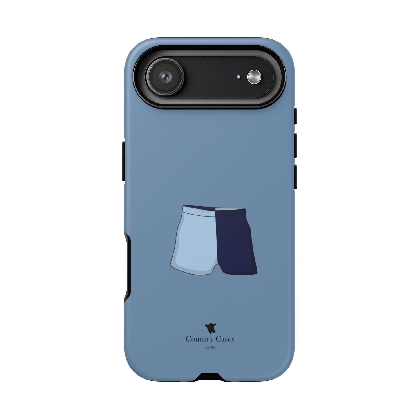 Blue two toned shorts case