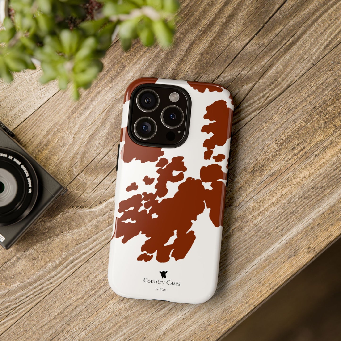 Red and white cow print case