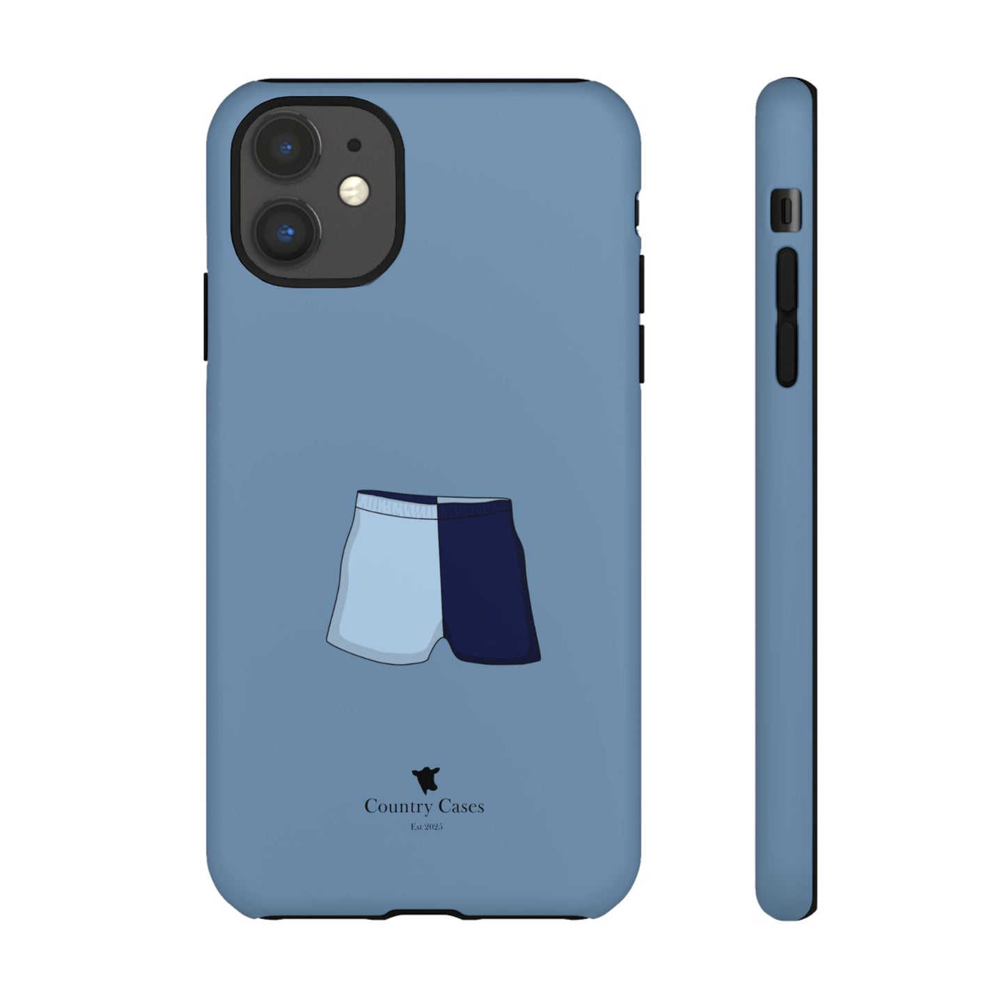 Blue two toned shorts case