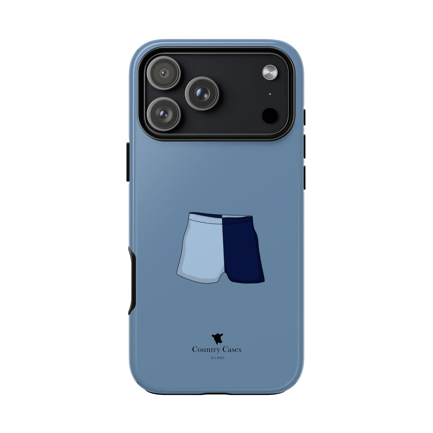 Blue two toned shorts case