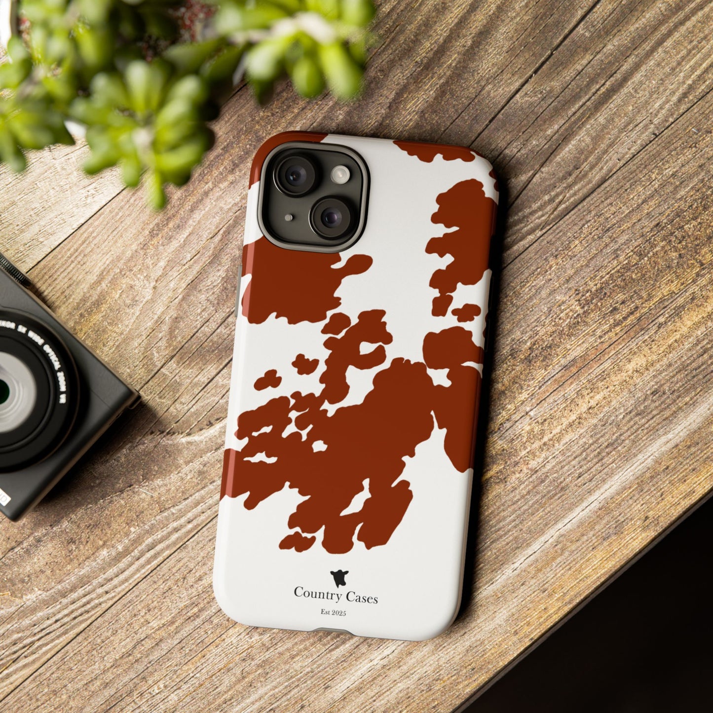 Red and white cow print case