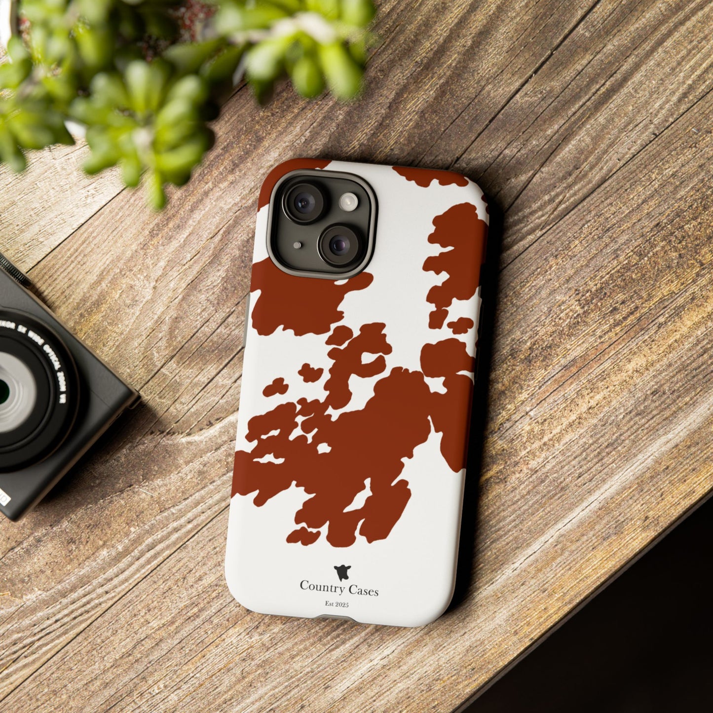 Red and white cow print case