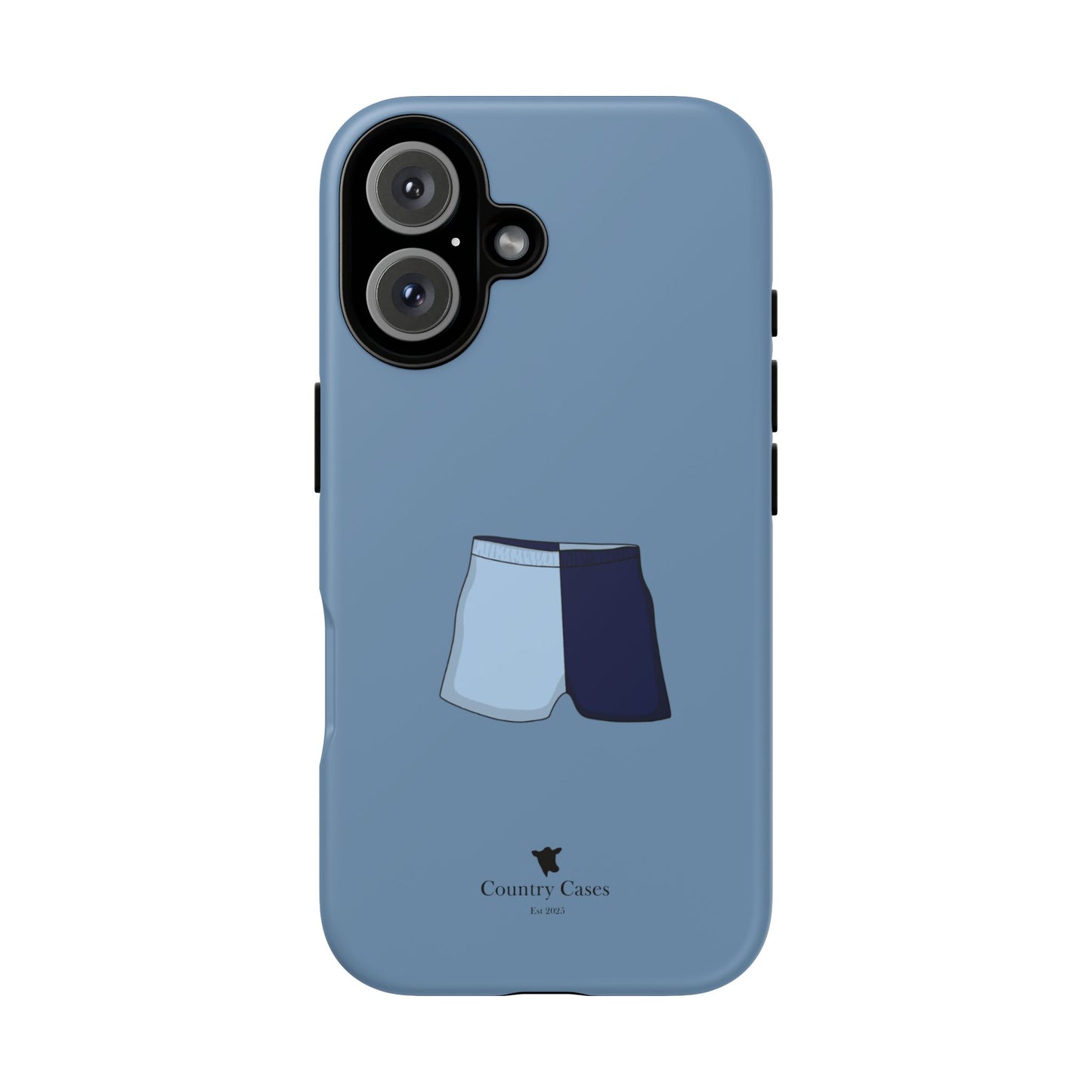 Blue two toned shorts case