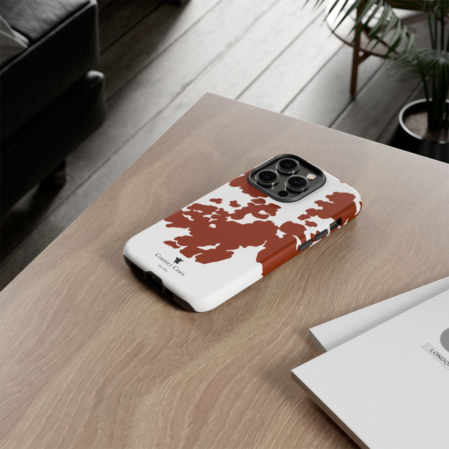 Red and white cow print case