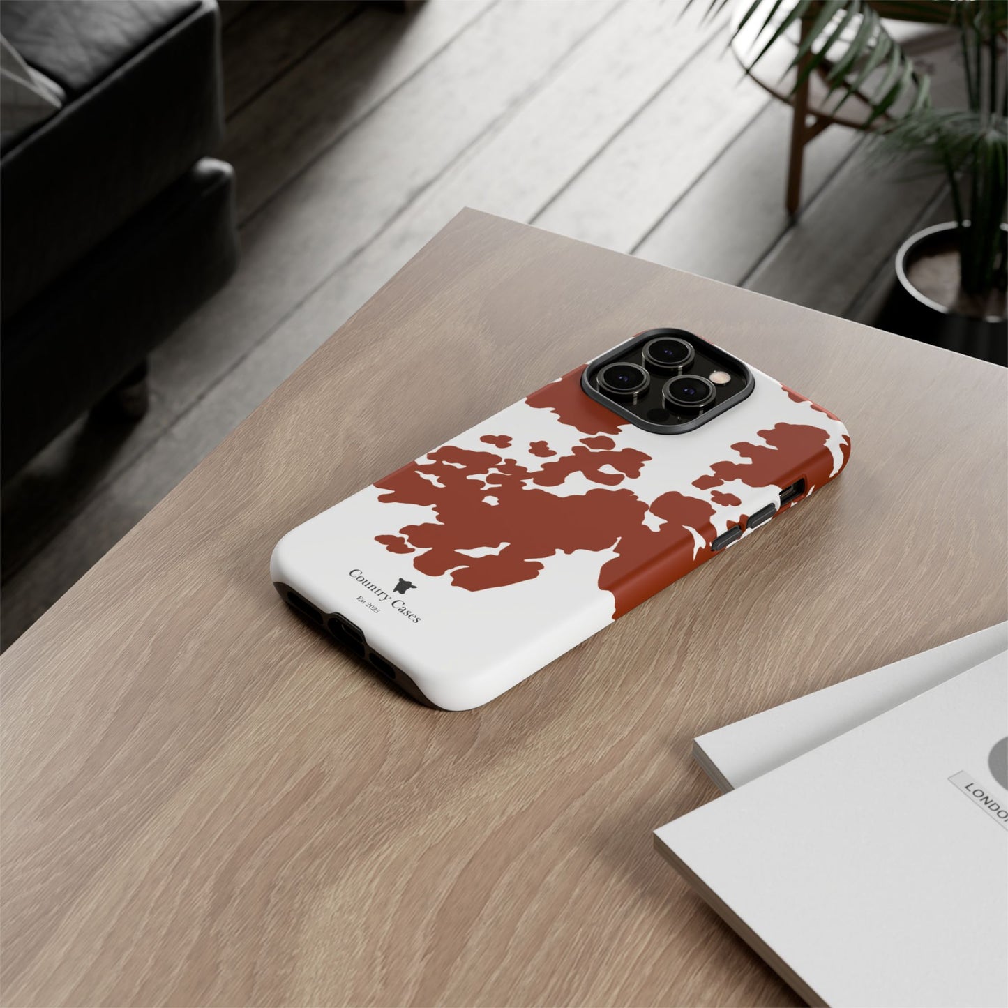 Red and white cow print case