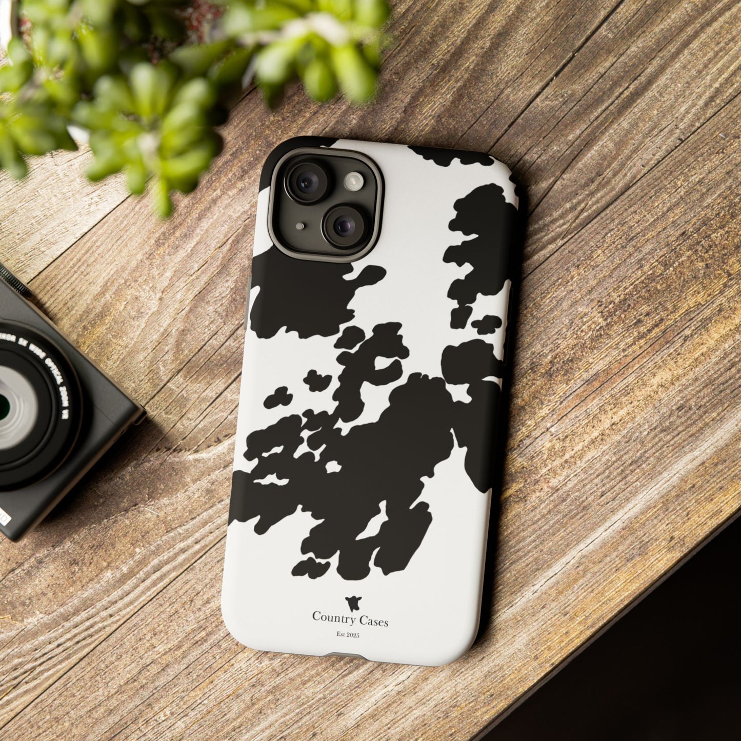 Black and white cow print case