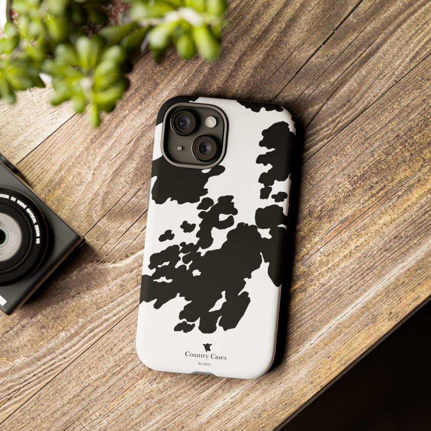 Black and white cow print case