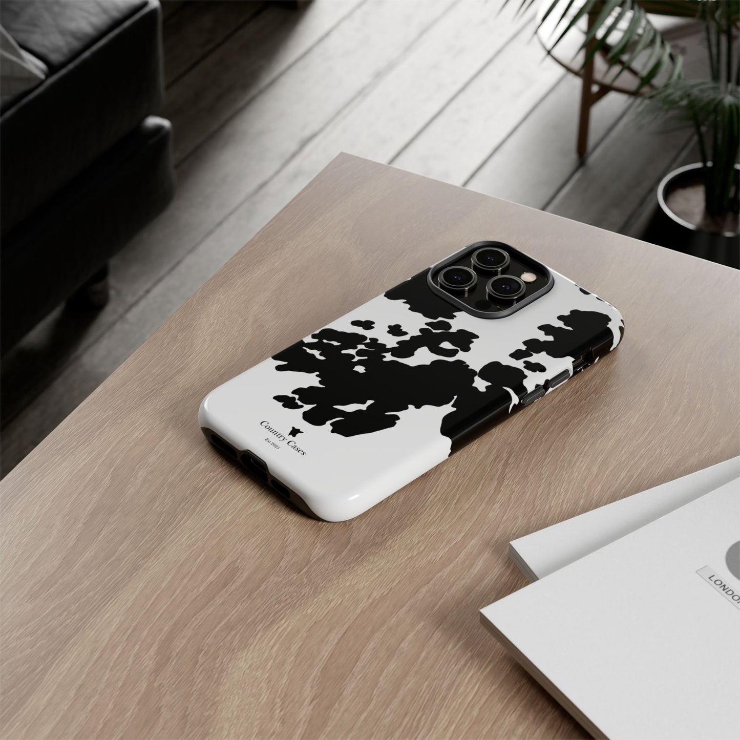 Black and white cow print case