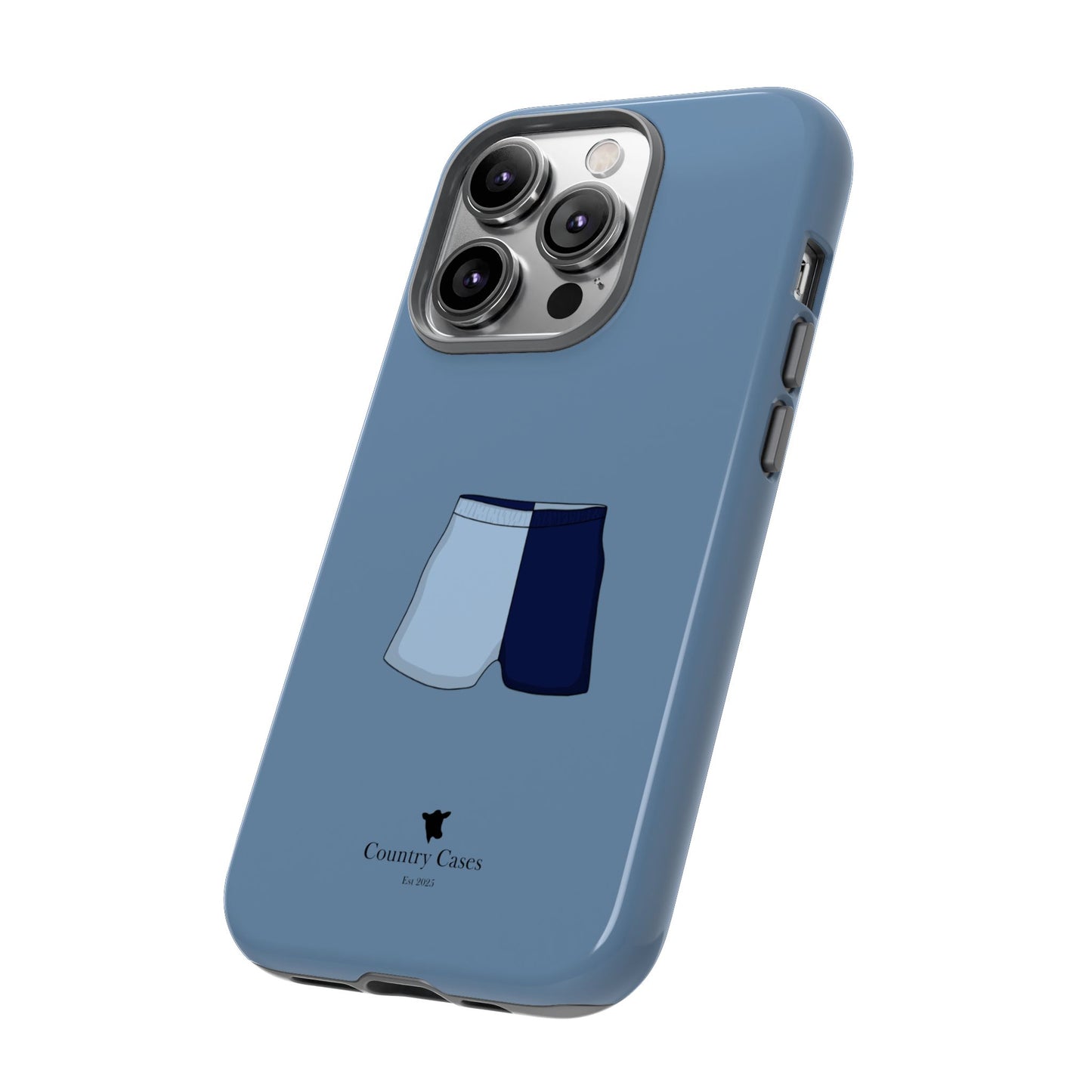 Blue two toned shorts case