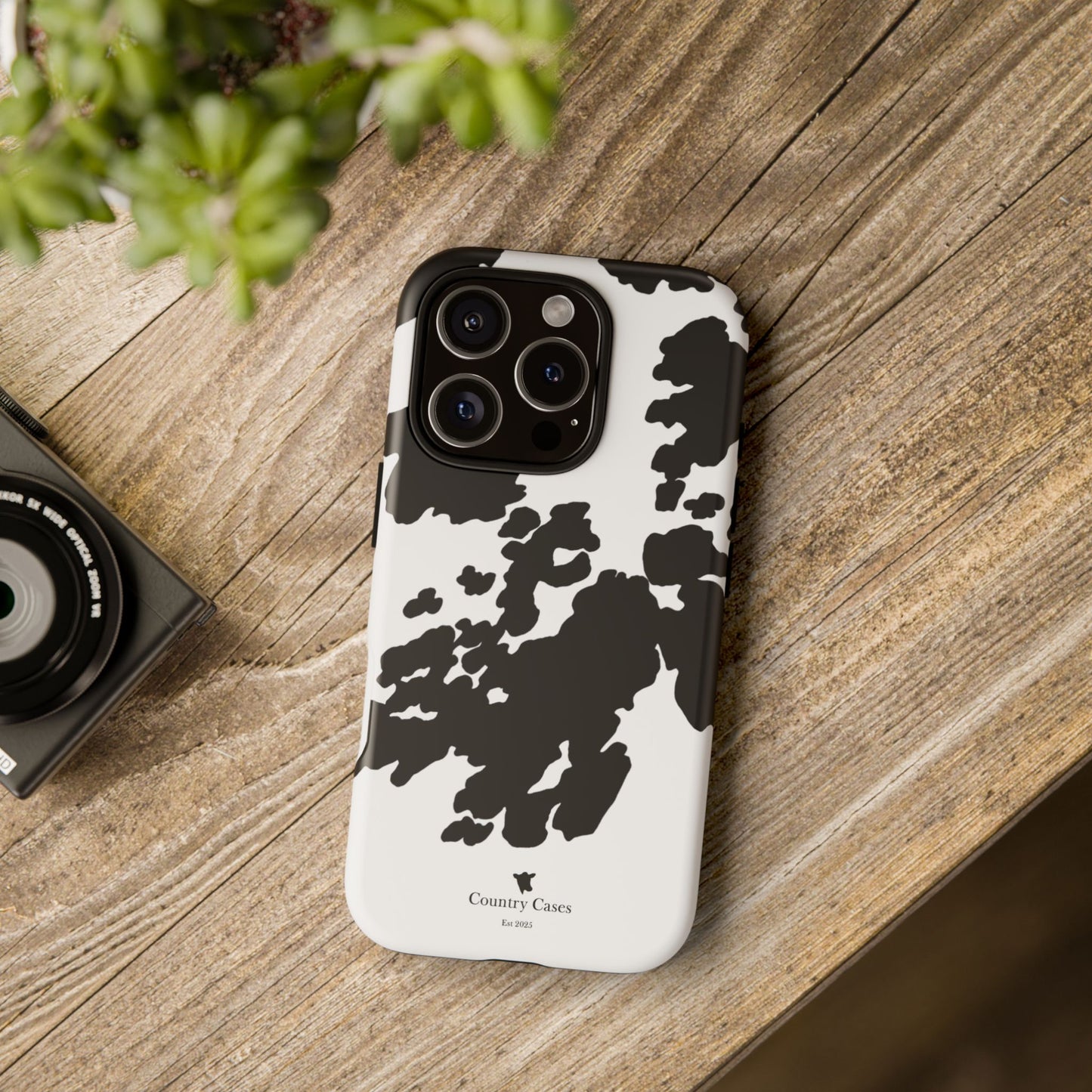 Black and white cow print case