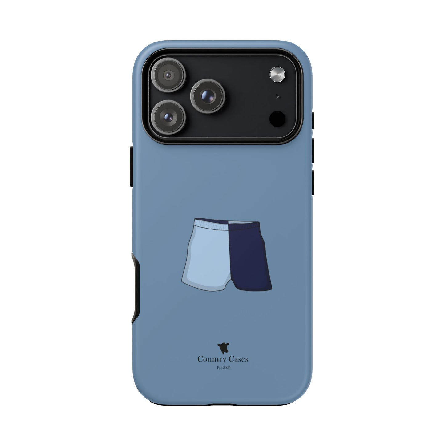 Blue two toned shorts case