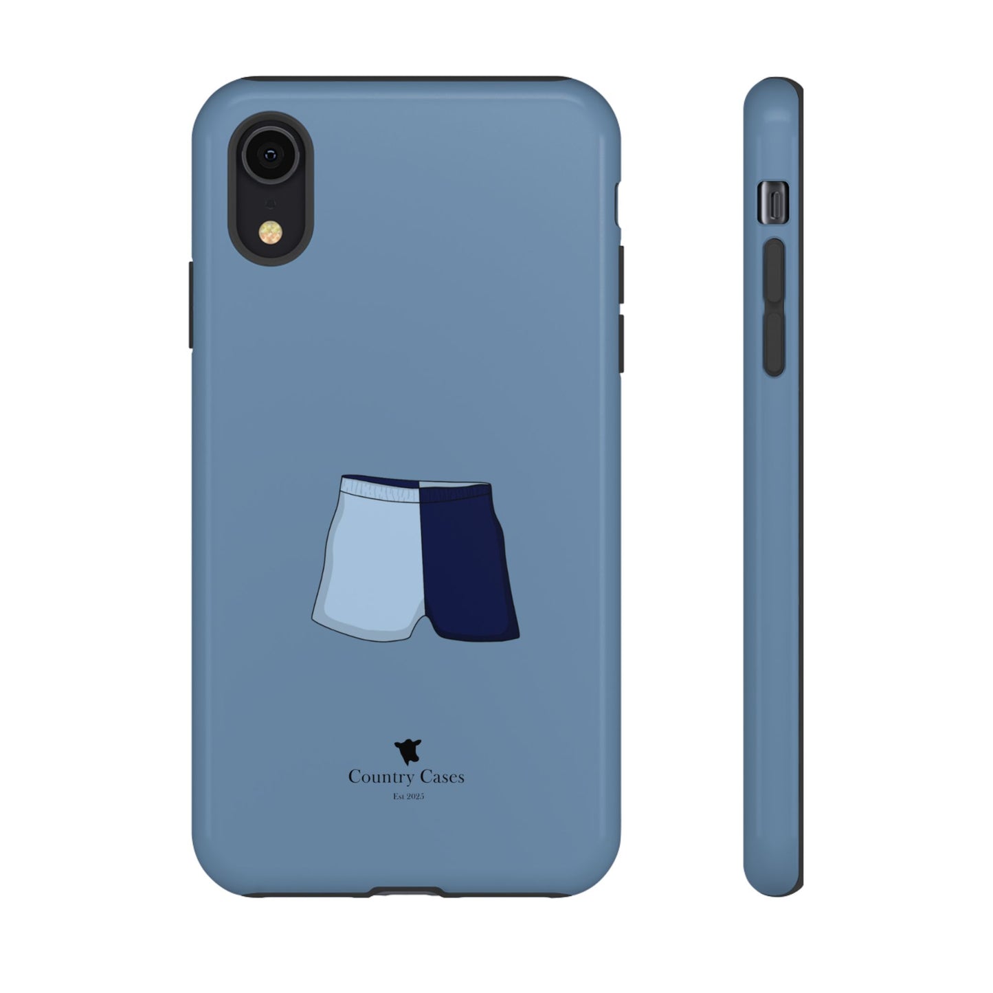 Blue two toned shorts case